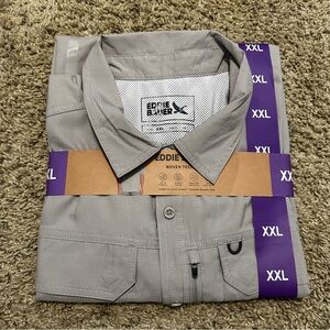 NWT Gray Eddie Bauer woven tech shirt size XXL